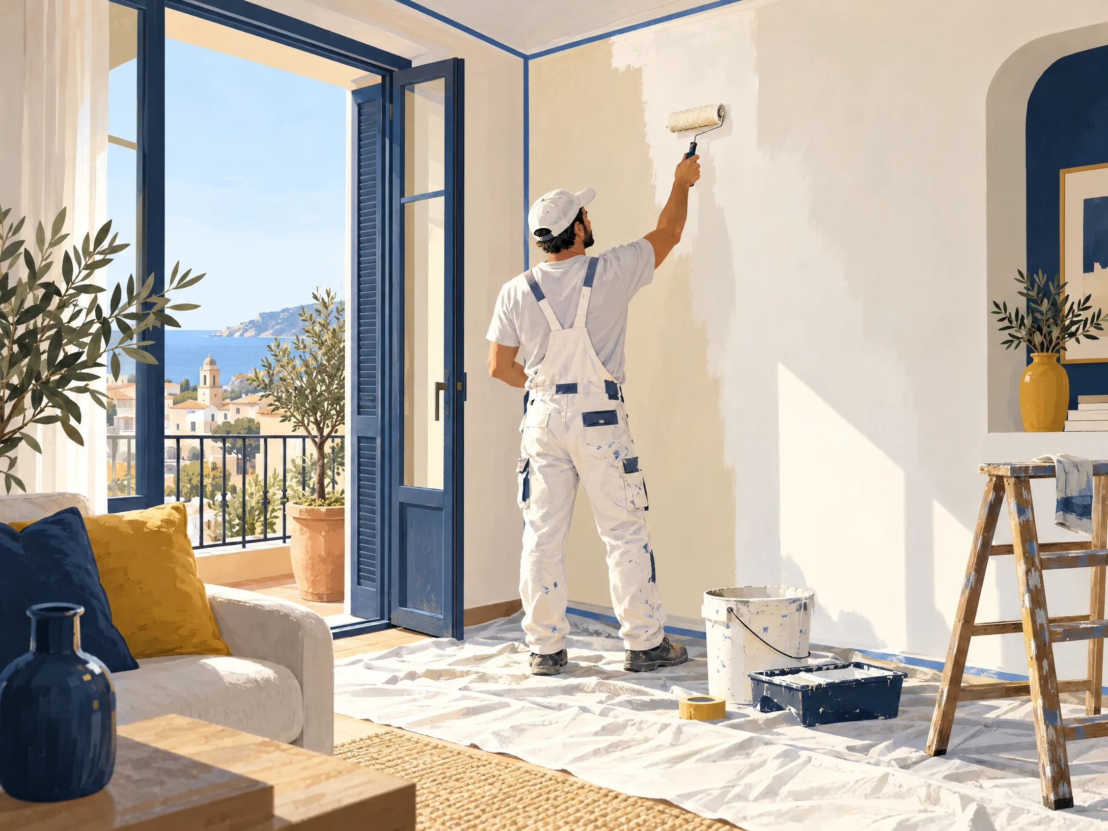 Imagen ilustrativa generada de un trabajo de pintura interior